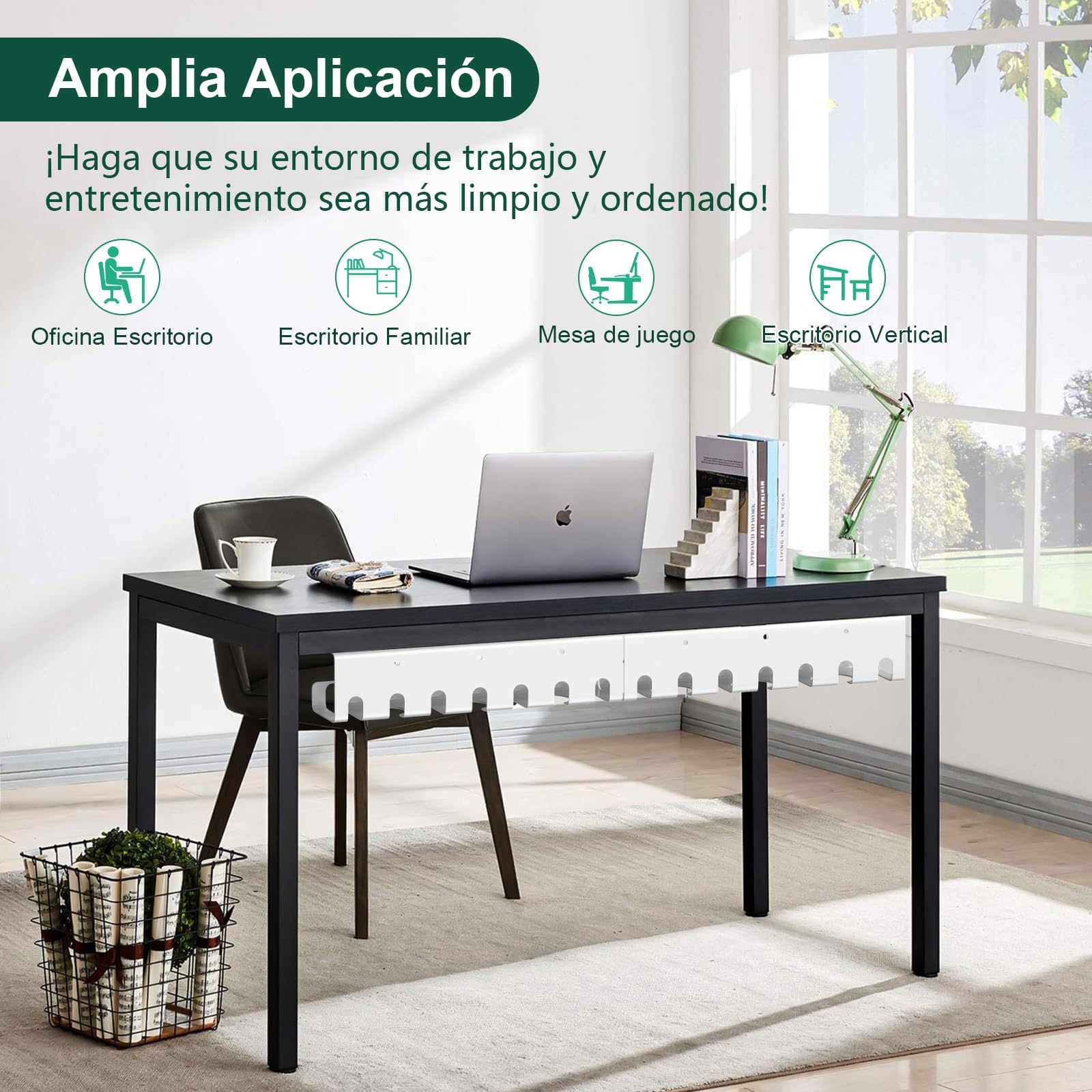 Oududianzi 2PCS Bandejas Gestión de Cable Debajo del Escritorio, Soporta 5kg, Acero al Carbono, Cable Management Under Desk, Bandeja Organizador Cable Escritorio para Hogar u Oficina - Blanco
