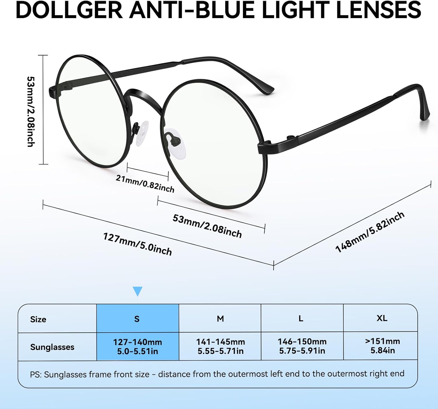 Dollger Retro Round Glasses Blue Light Glasses Clear Lens Non-Prescription for Men Women Metal Frame - Image 8