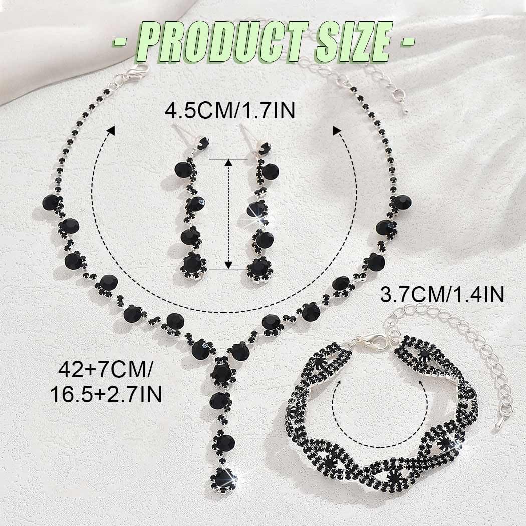 EARENT Black Jewelry Sets Rhinestone Necklace Earring Set for Women - Image 4