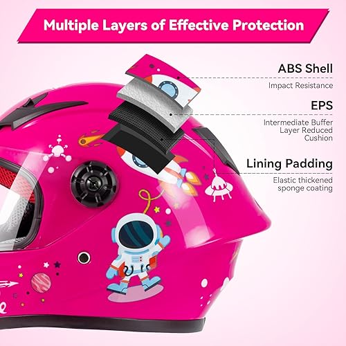 Miniatura 4 de Casco de motocicleta para niños, casco de cara completa para jóvenes, casco ligero aprobado por DOT para motocross, ATV, todoterreno, cascos para
