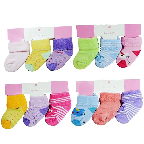 Cotton Ankle Socks For New Born Baby Girls & Boys | NO Marks n NO Rash |Comfy n Strechy| for 0-12 Months, Multicolored
