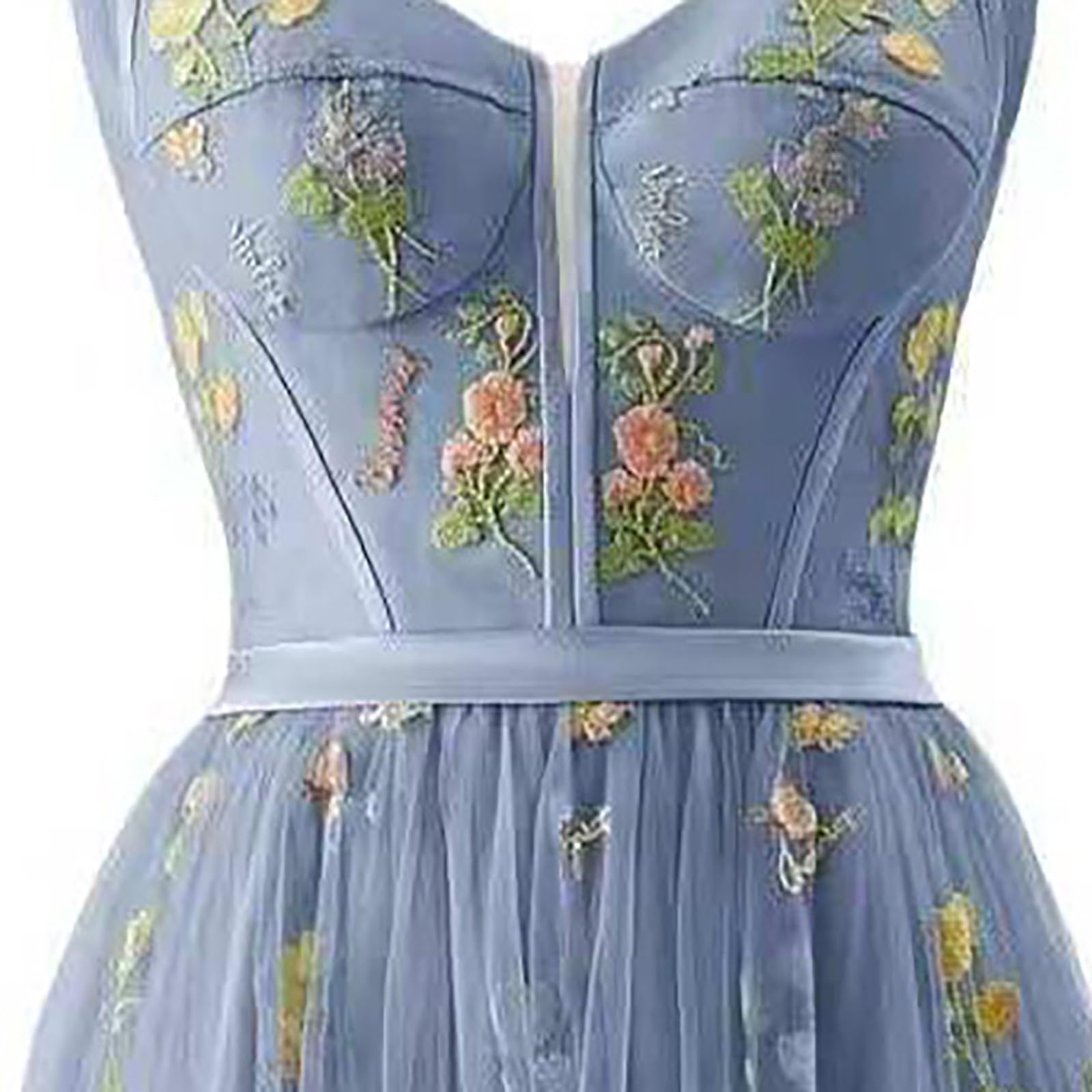 Abiti da Ballo da Donna con Ricami Floreali, Lunghezza tè, Corsetto, Linea A, da Fata, Abito da Sera Formale