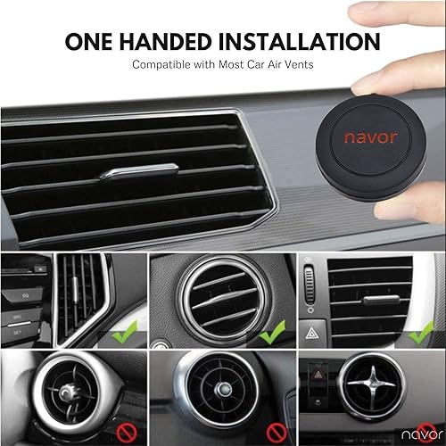 Miniatura 3 de Navor Soporte magnético universal para ventilación de aire en negro, paquete de 2, compatible con iPhone 7 Plus, soporte magnético para teléfono