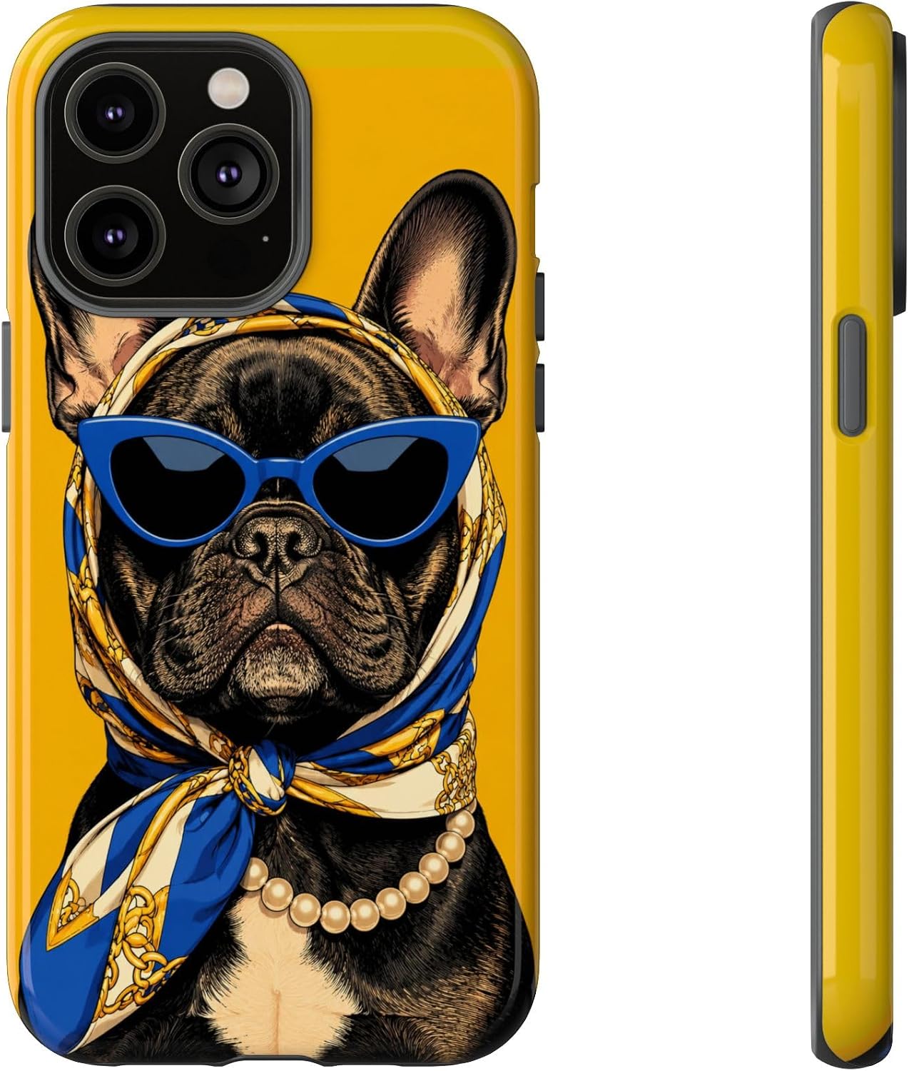 French Bulldog Pearls Scarf Phone Case Fashion Dog Lover Gift