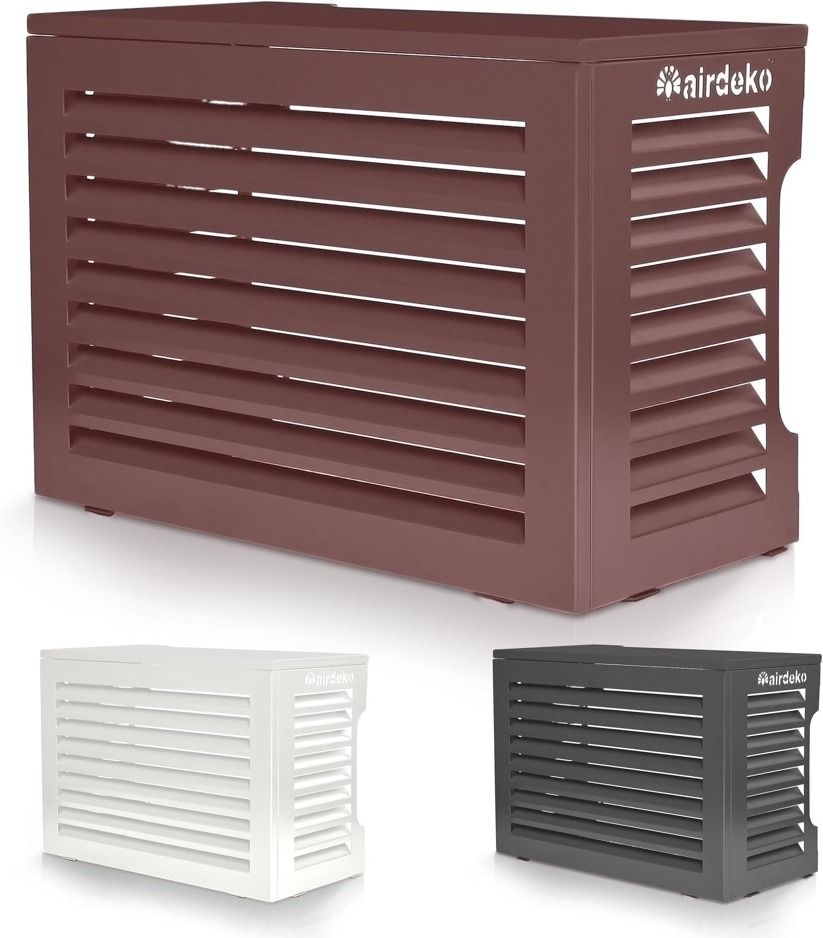 Airdeko Premium Mini Split AC Air Conditioner Cover for Outside Units - Decorative Metal Mini Split Condenser Cover - Rustproof, All-Season Outdoor Protection with Sleek Design - Secure & Durable (L)