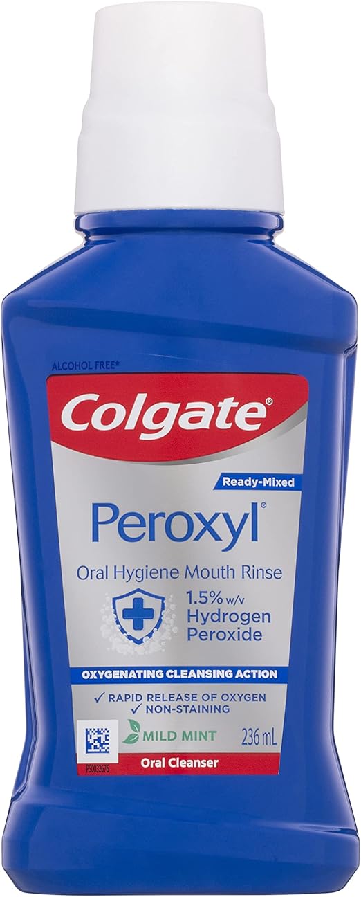 Colgate Peroxyl Rinse Oral Cleanser Mouthwash, 236mL, Mint with 1.5