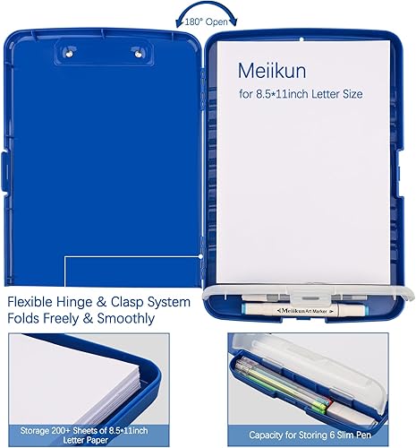 Miniatura 5 de Portapapeles con clips de almacenamiento de 8.5 x 11 pulgadas, portapapeles de plástico lindo portapapeles de enfermería con soporte para
