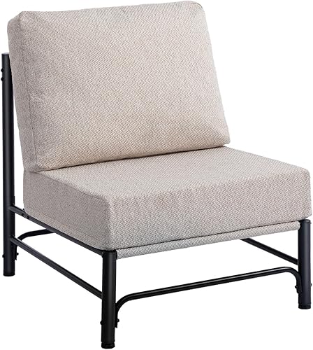 HollyHOME Silla decorativa moderna de mediados de siglo, cómoda silla de lectura con cojín suave, silla grande de tela con marco de metal, sillas