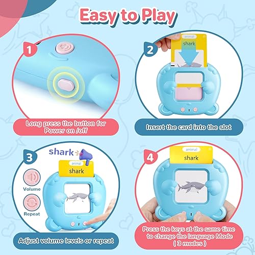 Miniatura 6 de Tarjetas didácticas parlantes para niños pequeños, juguetes Montessori de aprendizaje con 224 palabras visuales, discurso de bolsillo para niños