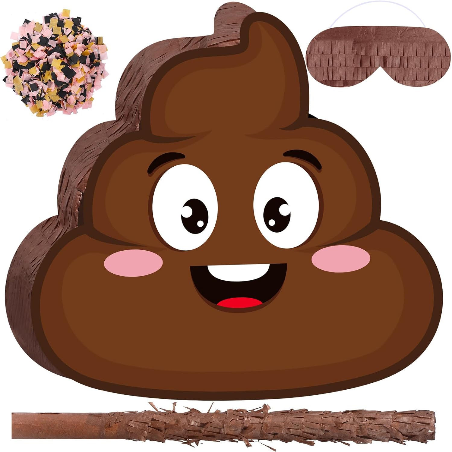 Harrycle Poop Pinata Set Included Brown Funny Poop Pinata Black Yellow Pinatas Stick