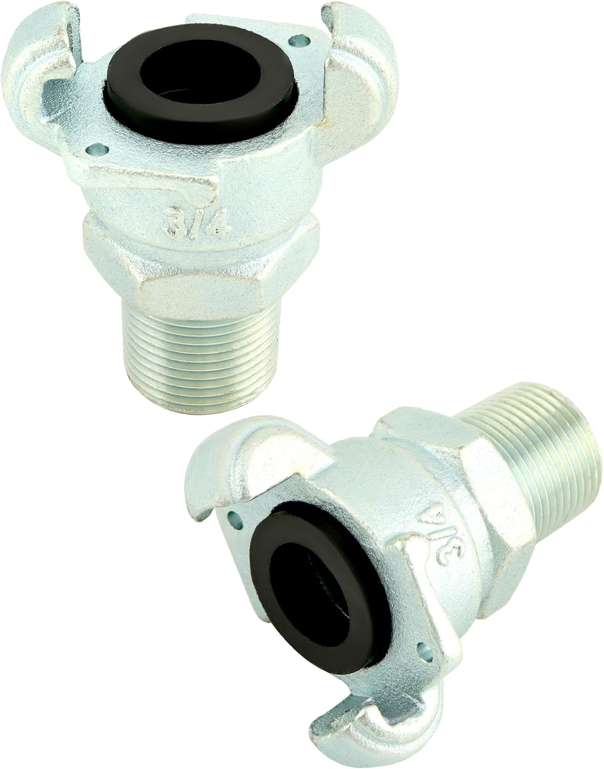 QWORK Iron Air Hose Fitting, 3/4" NPT Male End, 2 Pack Universal Coupling Fitting