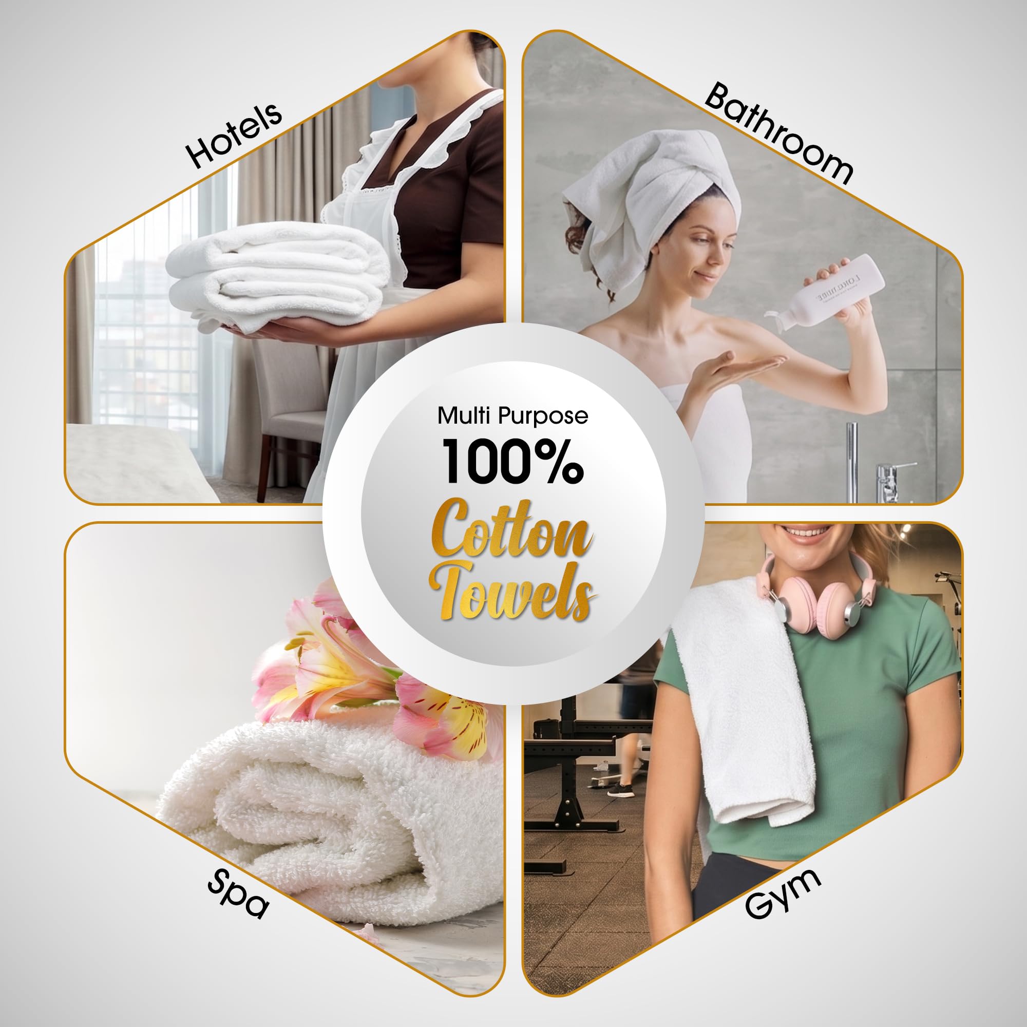 Ample Decor 100% Baumwolle Luxus 6-teiliges Handtuch-Set, 2 Badetücher, 2 Handtücher, 2 Waschlappen für Badezimmer – Orange Handtuch-Sets