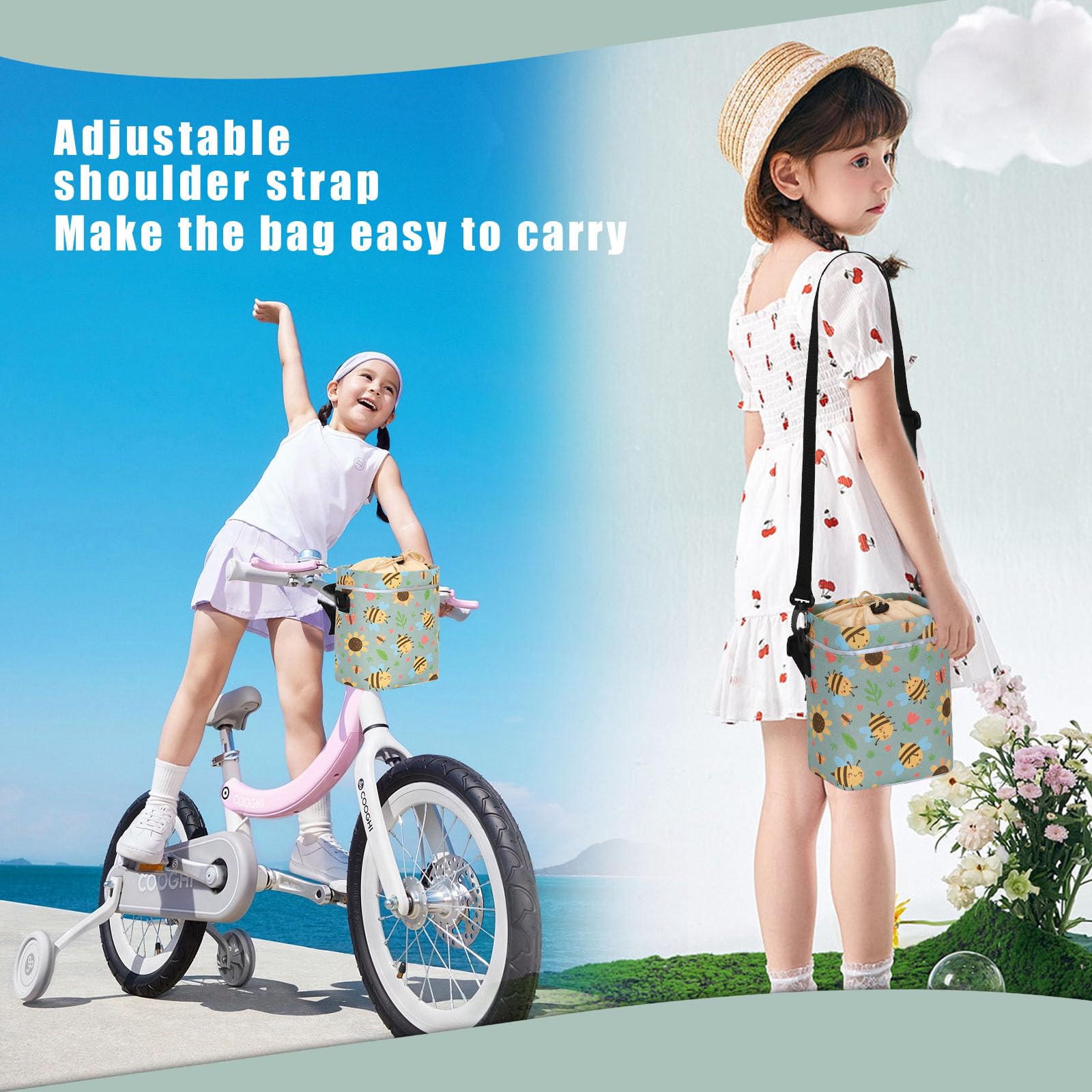 Borsa Da Manubrio Per Bici Bambini LOCAL LION - Cestino Anteriore Carino Con Tracolla - Foto 8