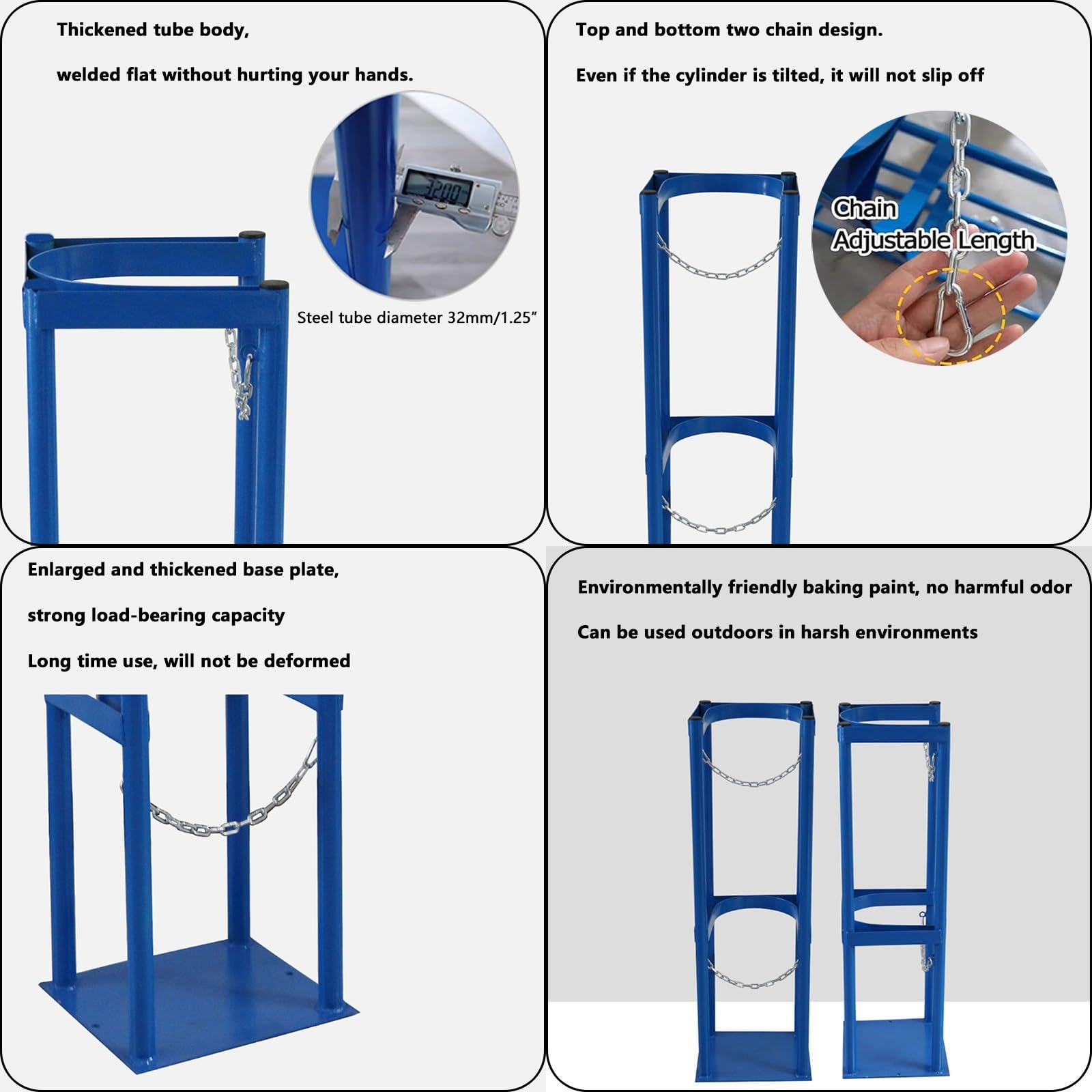 Bastidores cilindros compactos, bastidores cilindros alta resistencia, bastidores acero for almacenamiento tanques gas for fábricas, escuelas y hospitales, calibre 35 cm (13,7 pulgadas)(100x52x41cm(39