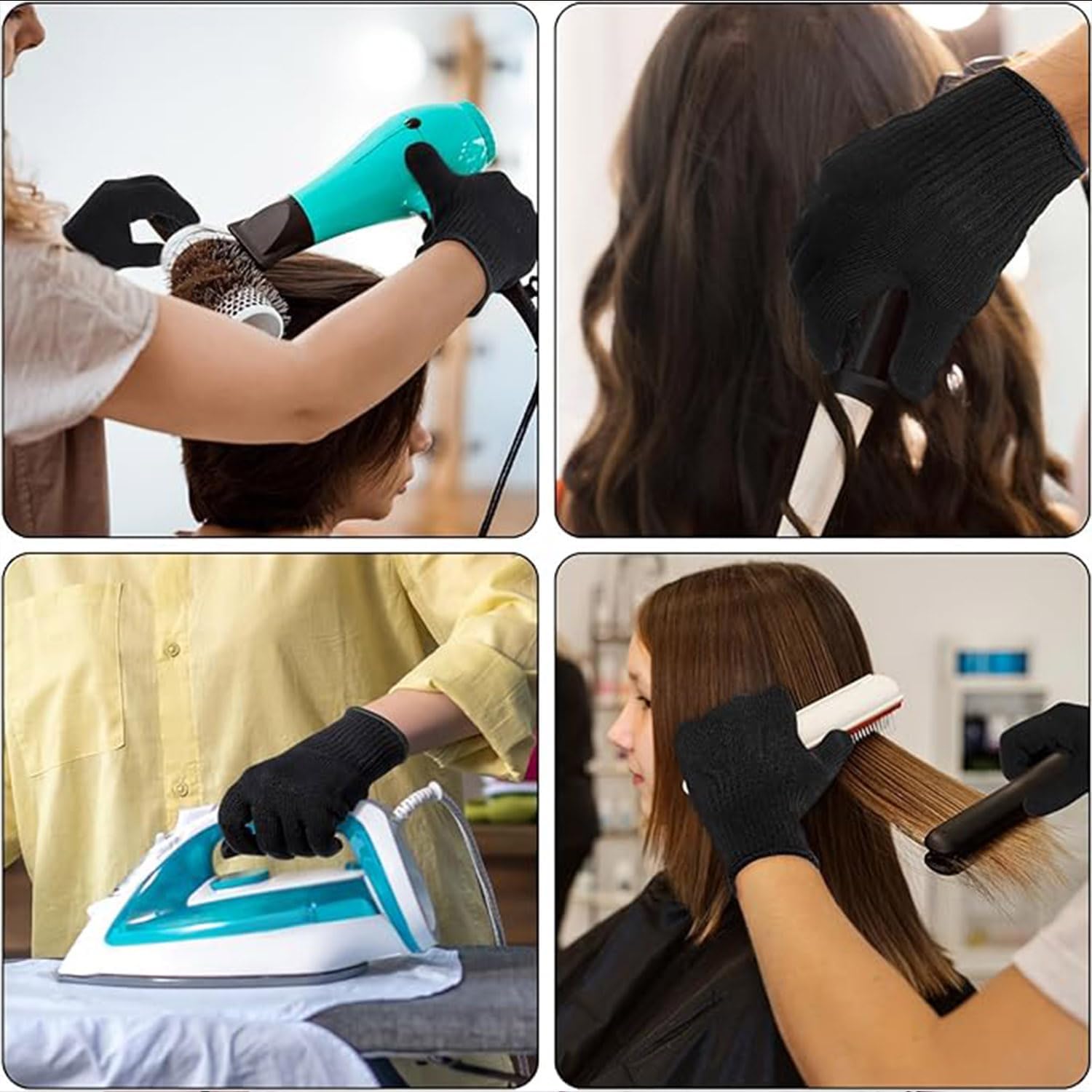 Lot de 2 Gants Professionnels Résistants à la Chaleur - Pour Fer à Friser & Fer à Lisser Cheveux - Gants Anti Chaleur Coiffeur Extensible