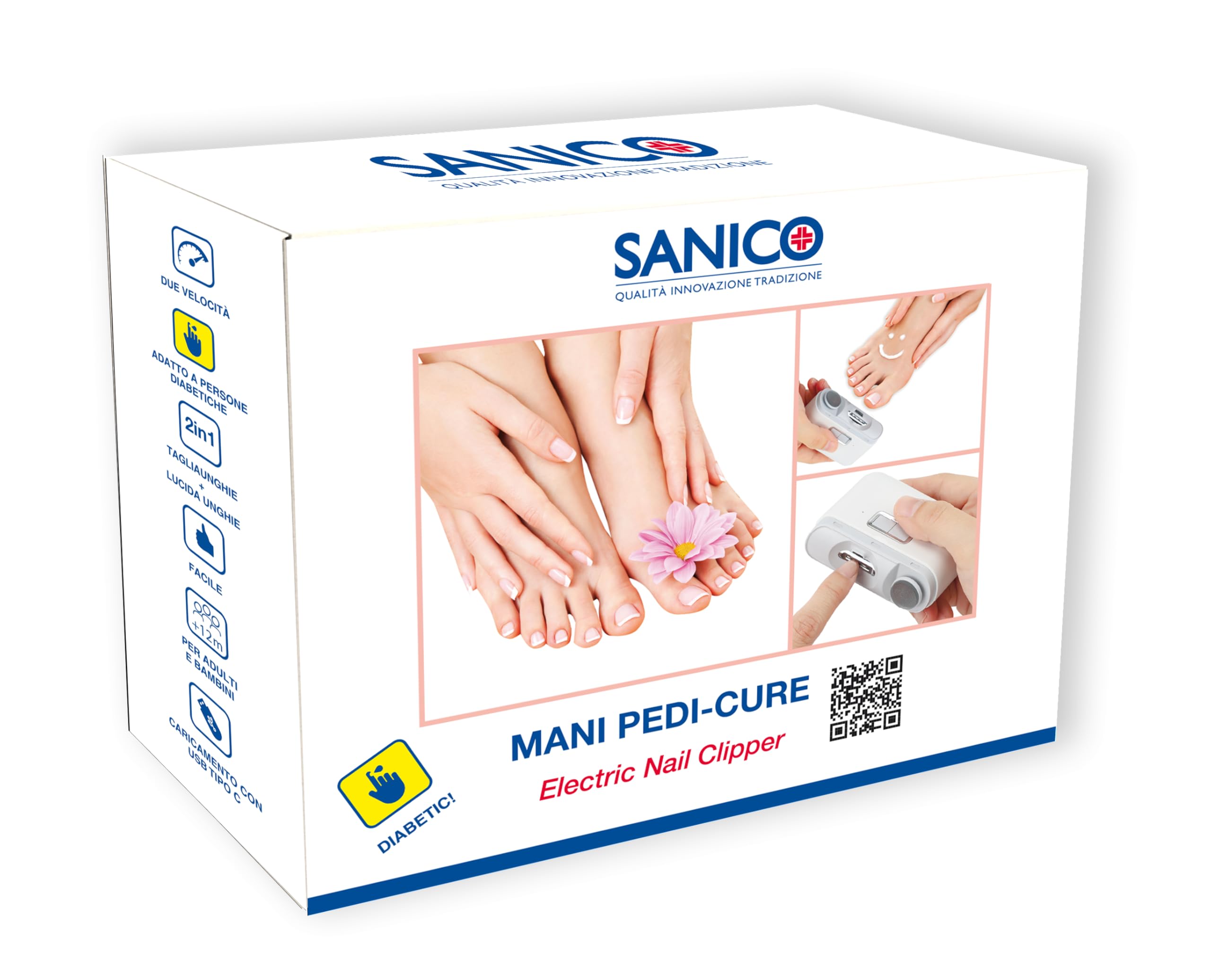 Sanico Coupe-ongles électrique sans fil, sûr et facile, 2 vitesses, idéal pour les adultes et les enfants, adapté aux diabétiques