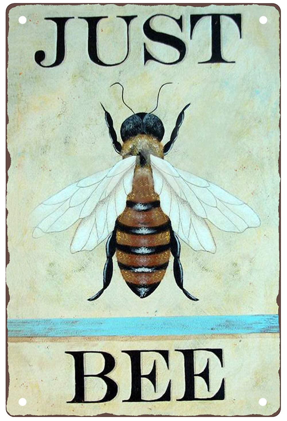 Lawenp Just Bee Farm Vintage Wall Decor Bar Decor Aluminum Sign for Home Kitchen Bar Funny Sarcastic Metal 8 x 12 Inches Tin Sign