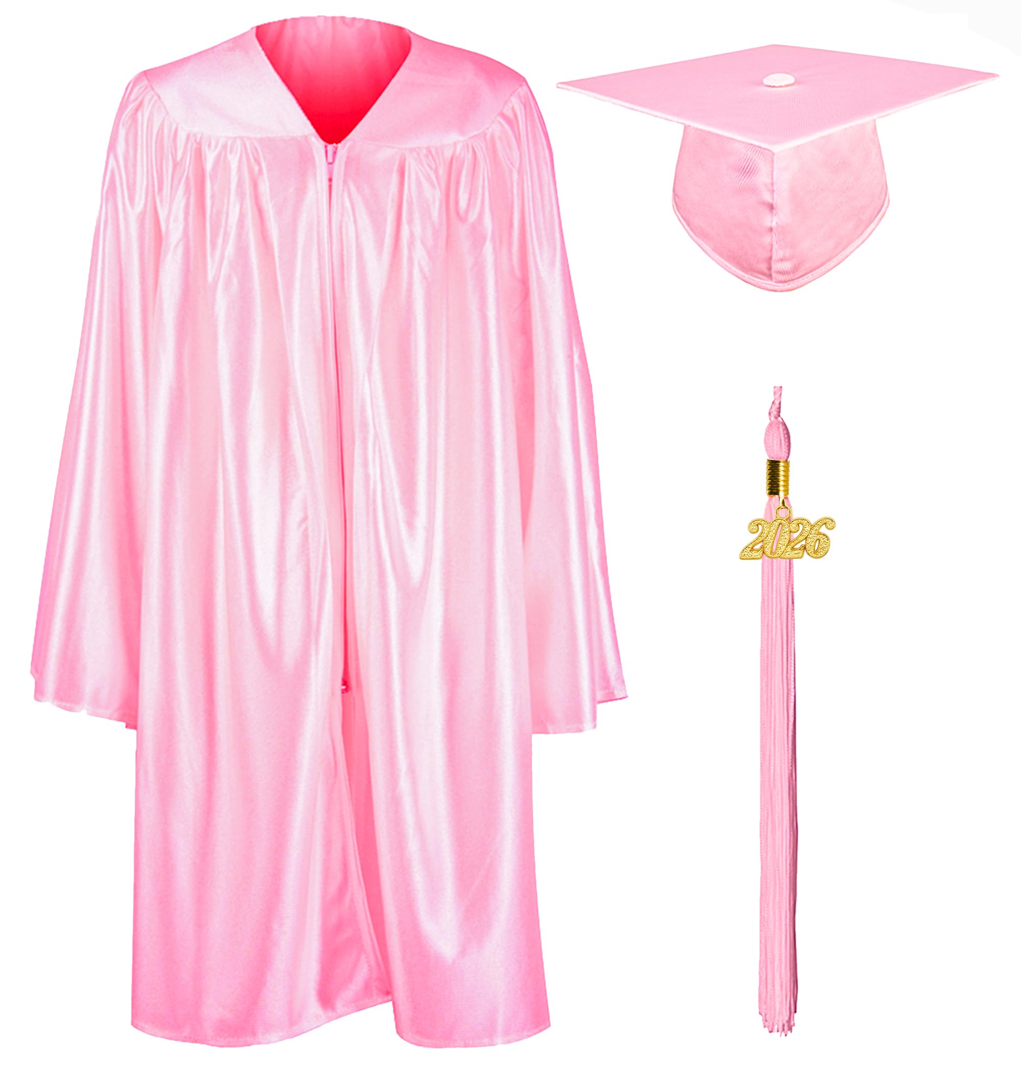 Graduationmall Pink Preschool Children's Graduation Cap And Gown,2026 Shiny Nursery Graduation Outfit For Kids 33(123-130Cm)