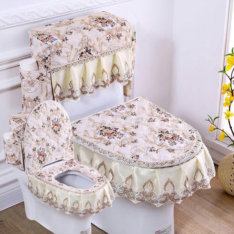 Parure abattant WC feuilles bleues dentelle pour une salle de bain cosy