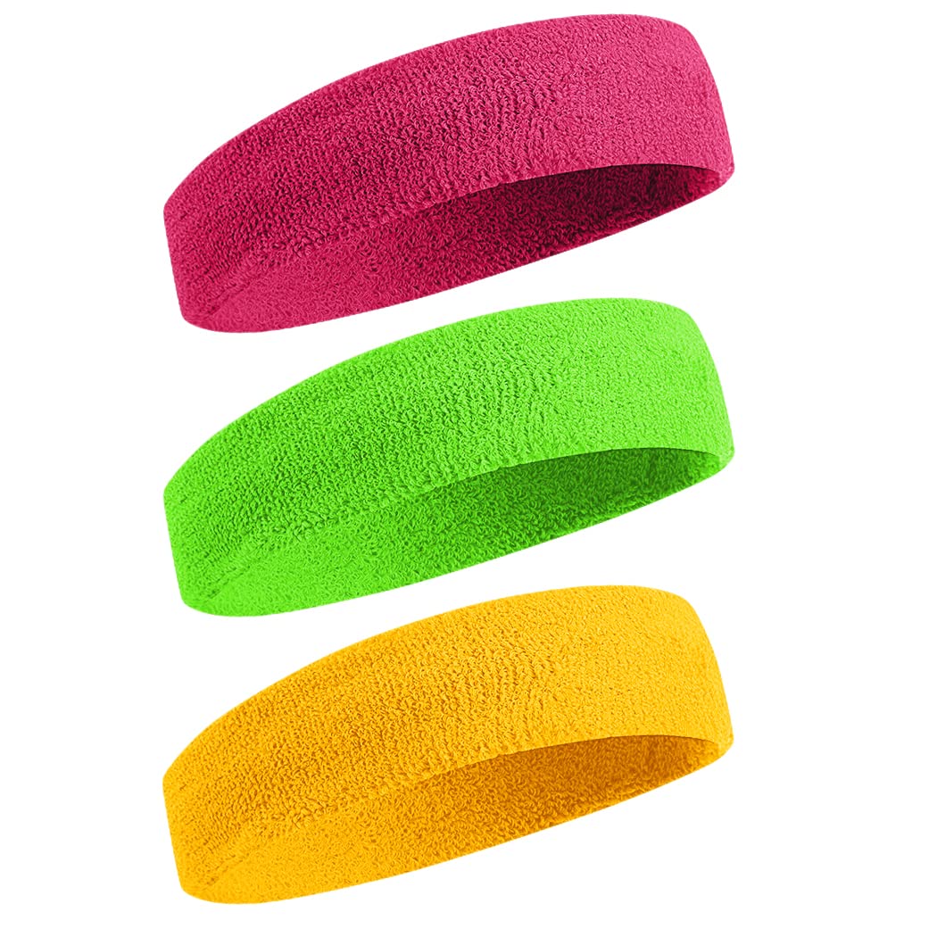 BEACE Sweatbands Sports Headband for Men &amp; Women - Moisture Wicking Athletic Cotton Terry Cloth Sweatband for Tennis, Basketball, Running, Gym, Working Out