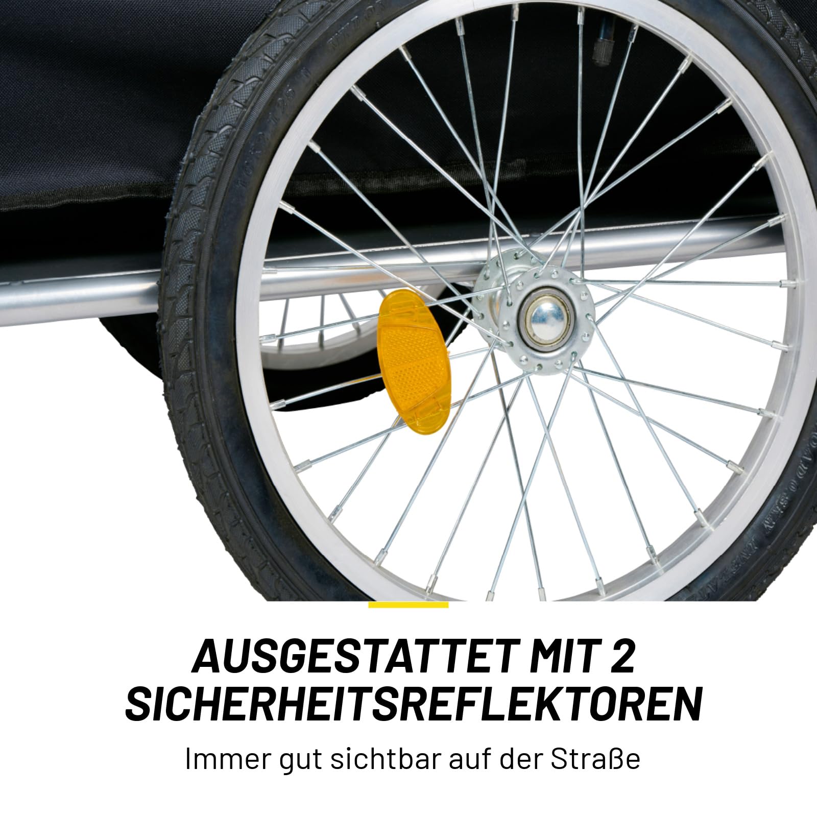 Dunlop Fahrradanhänger – Lastenanhänger mit Reflektoren und verstellbarem Regenschutz – Gelb