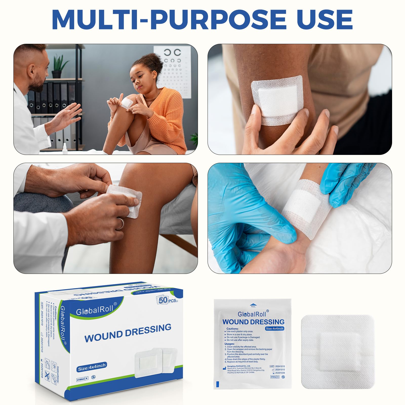Island Dressing Bordered Gauze 4"x4", 50 Individually Packed Non-Stick Pad in Center with Adhesive Border,Soft Absorbent Medical Grade Dressing Gauze Pad for Wound Care and First Aid — Amazon image 7