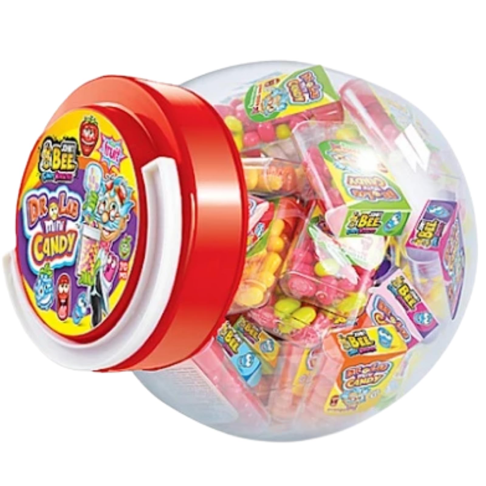 Mini Candy X-treme | Tarro redondo con 70 cajitas de deliciosos caramelos con sabor a frutas | Caramelos para Fiestas y Eventos