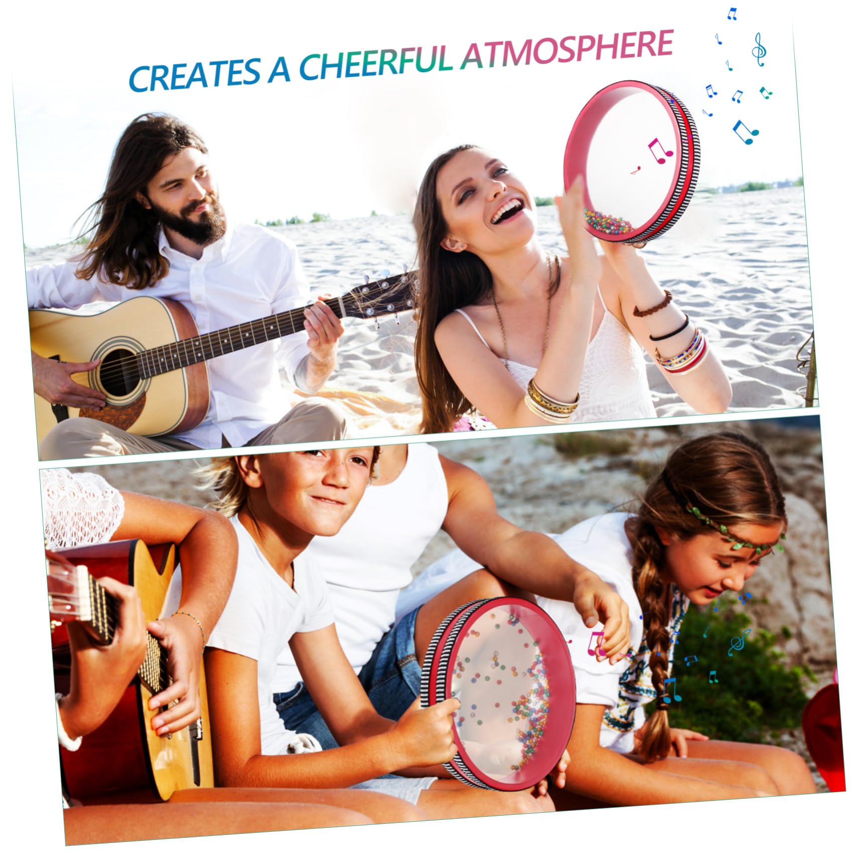 TOYANDONA Tamburo Oceano 8 Pollici Strumento Percussione in Legno e Ferro con Perline D'acciaio per Rilassamento e Facilità D'uso per Famiglia e Amanti della Musica