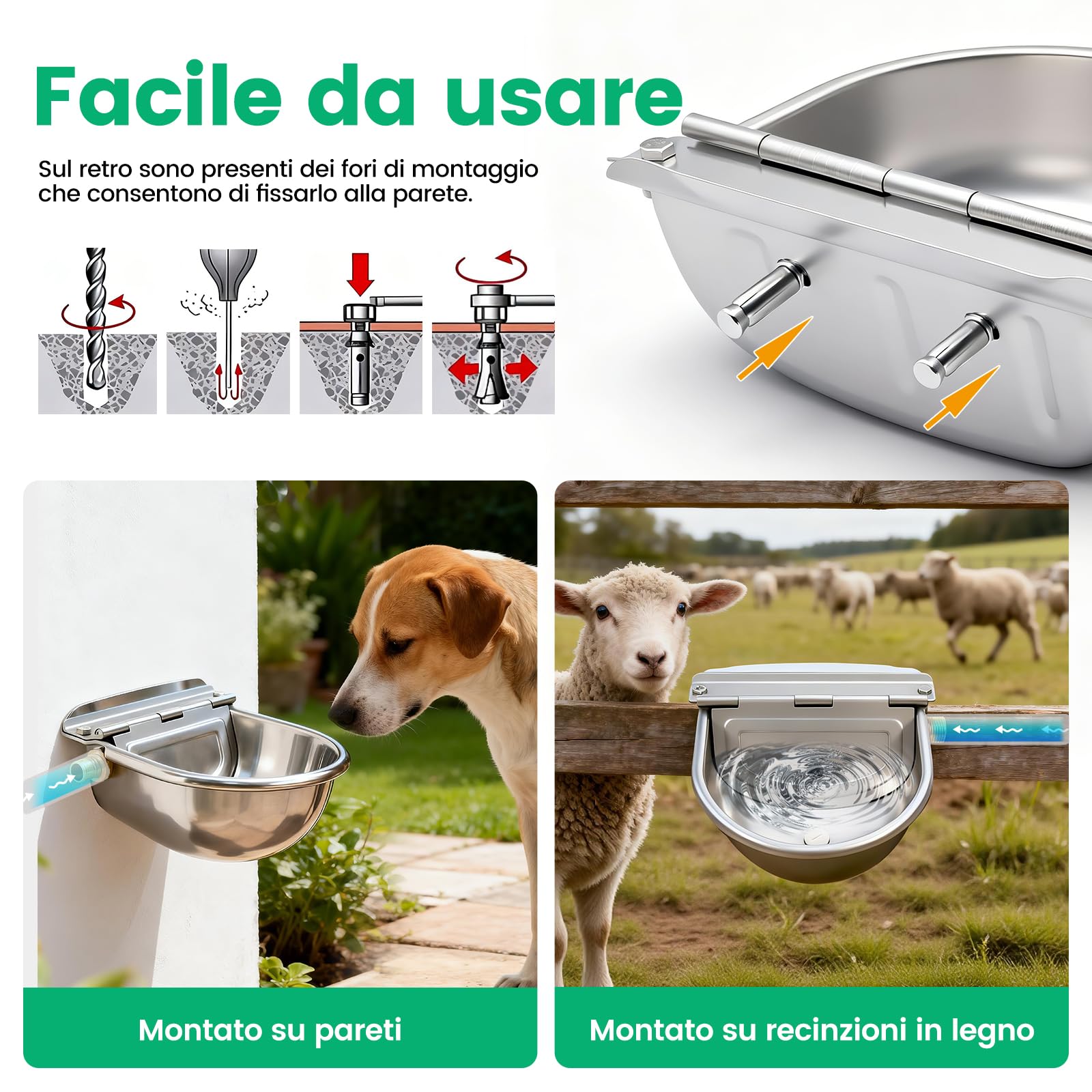 Abbeveratoio In Acciaio Inox,Abbeveratoio Per Animali Con Valvola,Bevanella Per Bestiame Con Galleggiante,Ciotola Acqua Per Mucche,Abbeveratoio Automatico Per Cavalli,Ovini,Cani,Maiali