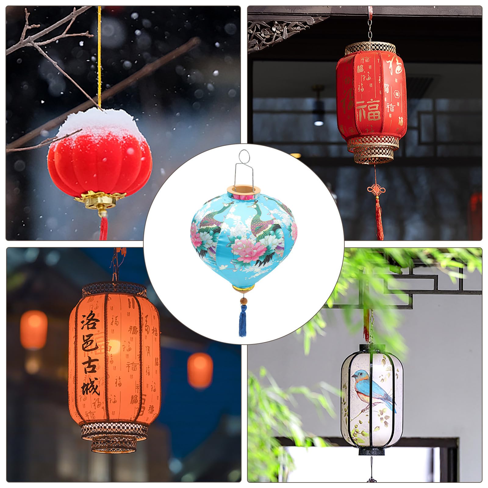 UKCOCO Lanterna Sospesa in Seta Vietnamita 30 CM Oro per Decorazioni Estive e Feste all'Aperto