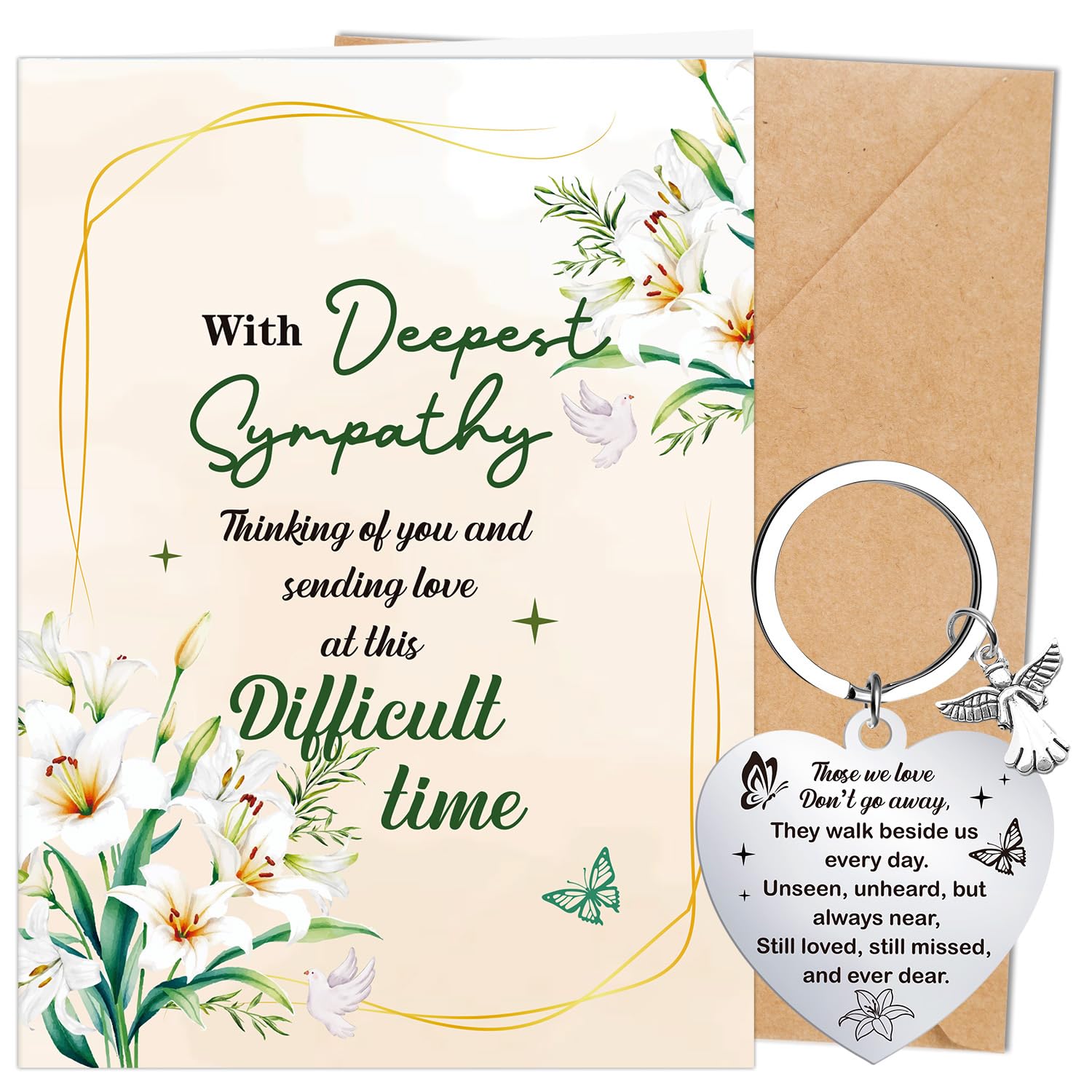 Eiapadeor Sympathy Card for Women Men - Thinking of You Card with Keyring Sorry Mourning Bereavement Cards for Adults Condolences Gift for Loss of Loved One โ image 1