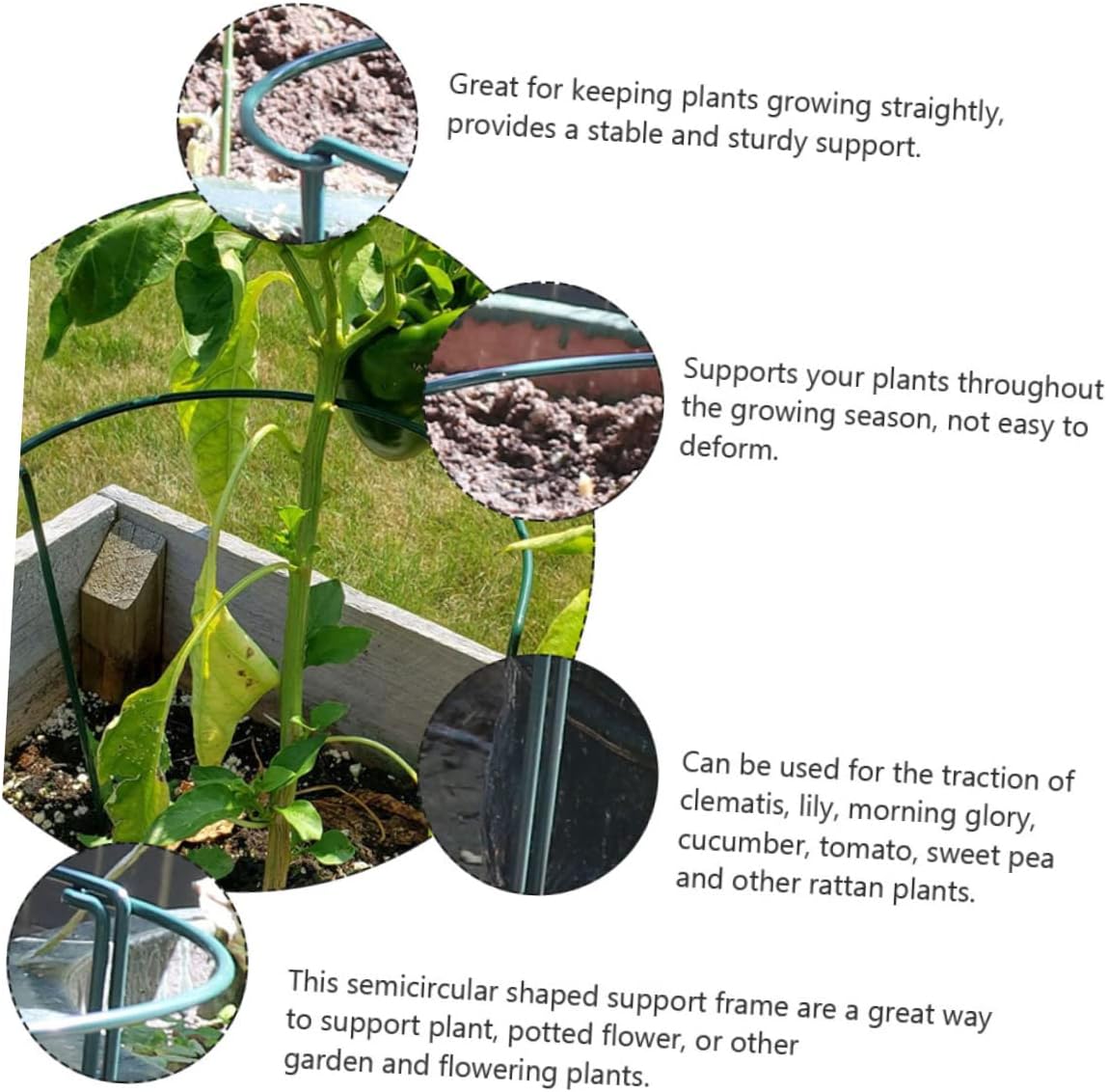 MERRYHAPY 4pcs Semicircular Plant Support Stand for Garden Trellis Flower Support Frame Ring for Roses Peonies Cucumbers