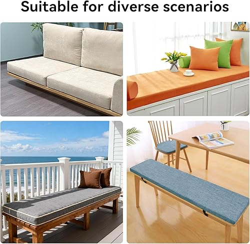 Miniatura 2 de HKX Cojín grueso de banco personalizado, cojín de asiento de ventana para ventana de bahía, otomana, cojines de cocina de jardín, una amplia