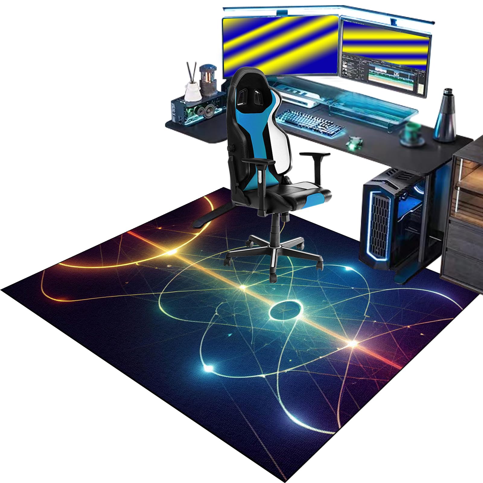 Floor Protector for Office Chair, Gaming Chair Mat for Hard floor, Office Carpet Protector Chair Mat for Home Office, Under Desk Office Rug, Computer Desk Chair Mat for Rolling Chair 130 x 150 cm
