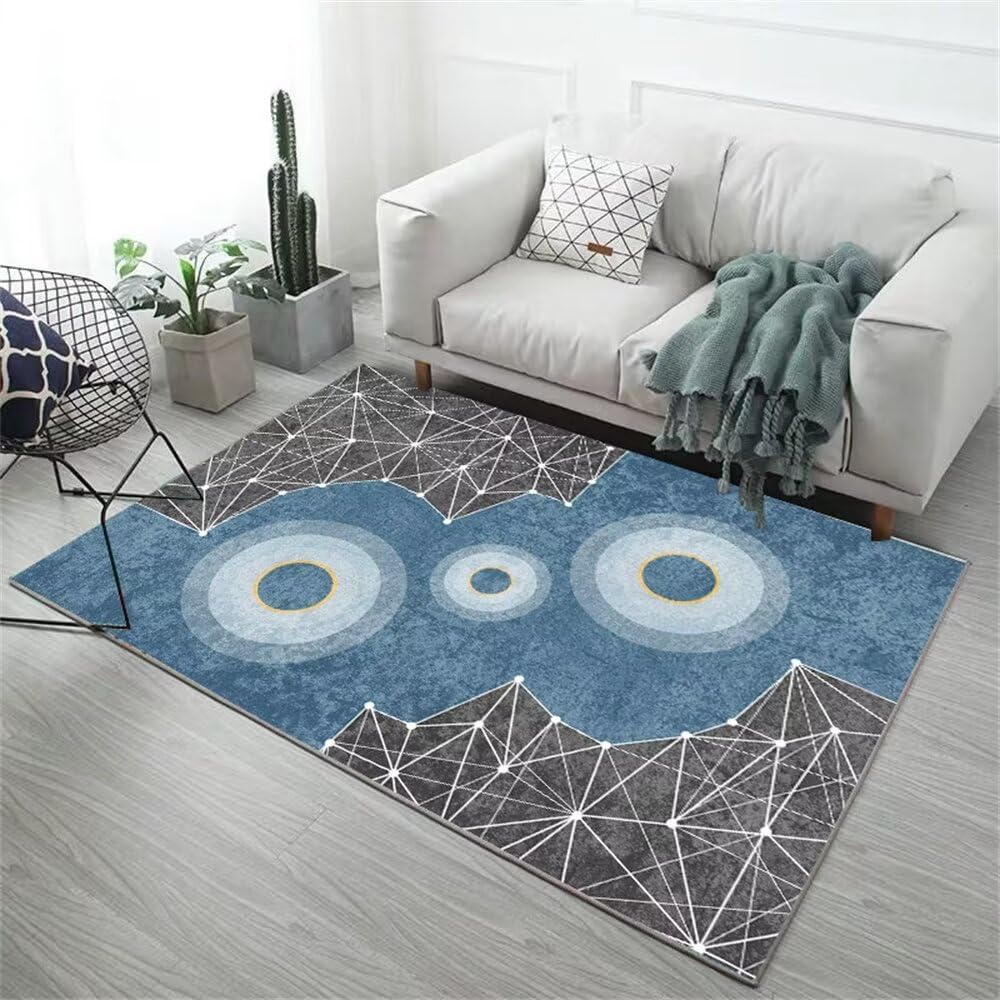 Tapis de jeux bébé gris-bleu 50x70cm avec motifs lignes blanches