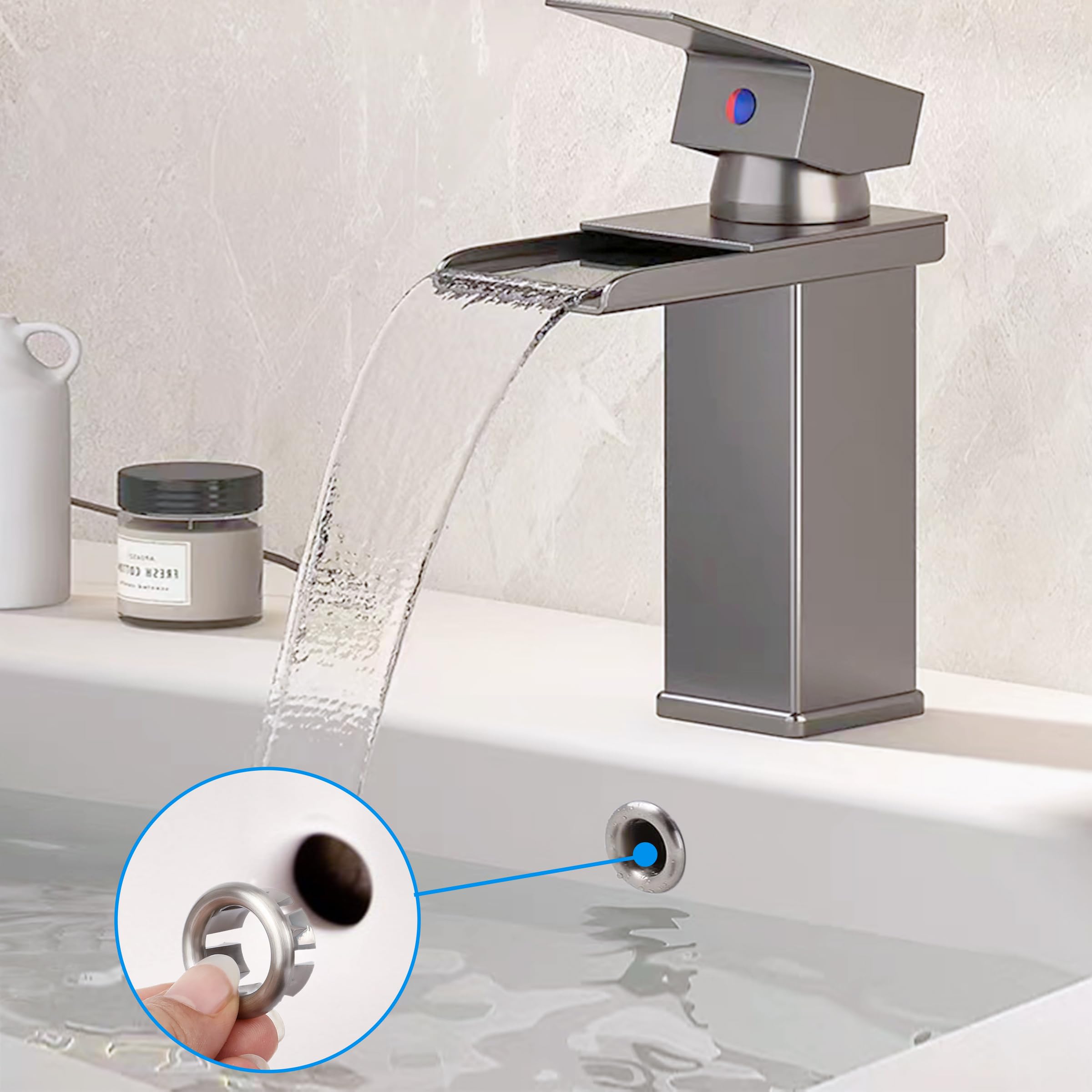VRSS 6-Claw Sink Overflow Cover Rings - Brushed Nickel, 6 Pack, Fits 22-25mm Holes For Bathroom & Kitchen