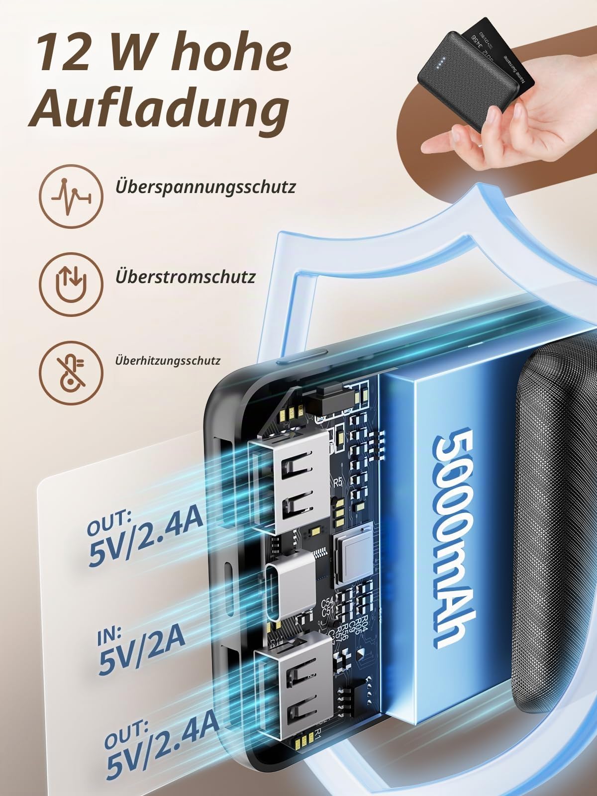 eventek Winter Selbst Heizung mit Batterie Solid Farbe Schal weiche Quaste Männer Frauen lange Schal mit Batterie (grau)