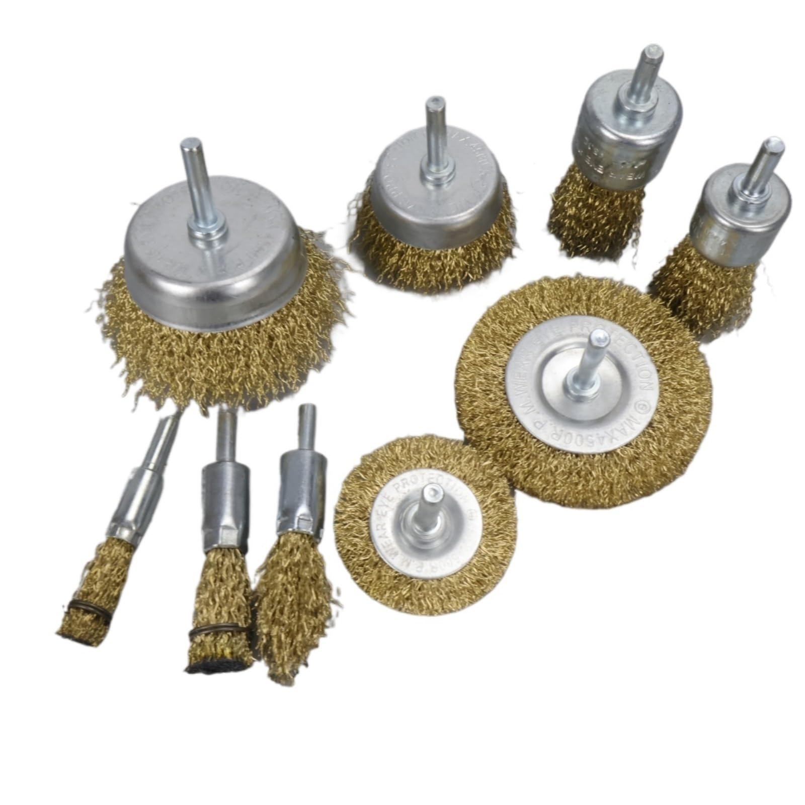 Juego de copas rueda cepillo alambre, paquete 9, for taladro, vástago hexagonal 1/4 pulgada, acero al carbono grueso 0,012 prensado Adecuado para lijar y limpiar(9pcs set)