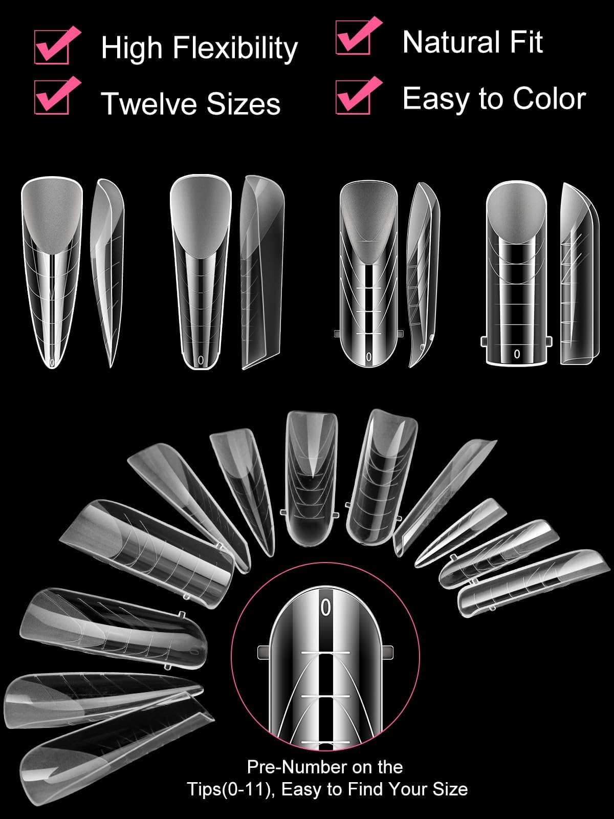 TOROKOM Dual Nail Forms Kit for Poly Extension Gel 4 Shapes Structure Poly Nail Gel Stiletto Square Nail Molds for Builder Gel Poly Nail Gel Nail Art Design Salon&DIY - Image 4