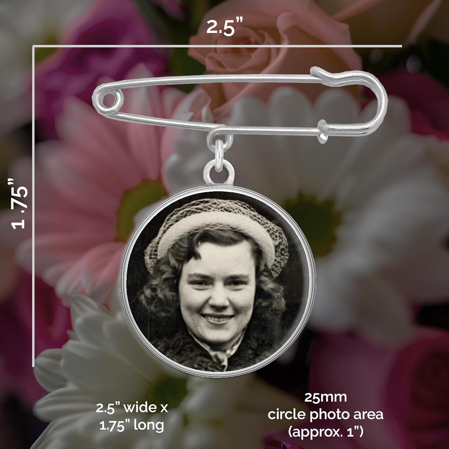 Wedding Boutonniere Bouquet Charm Pin Double Sided Round Photo Charm Mother of the Bride Gift for Groom with Photo Resizing Software - Image 4