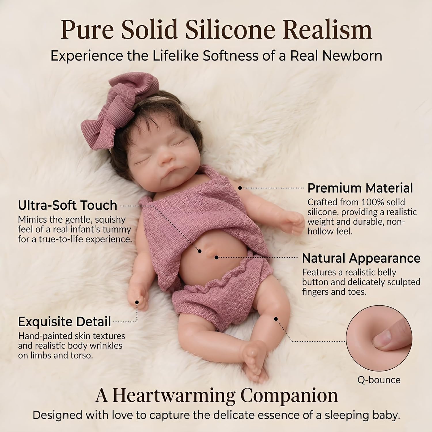 OtardDolls Silicone Baby Doll 10 Inch Full Body Girl with Hair Soft Silicone Reborn Handmade Realistic Newborn Dolls for Kids