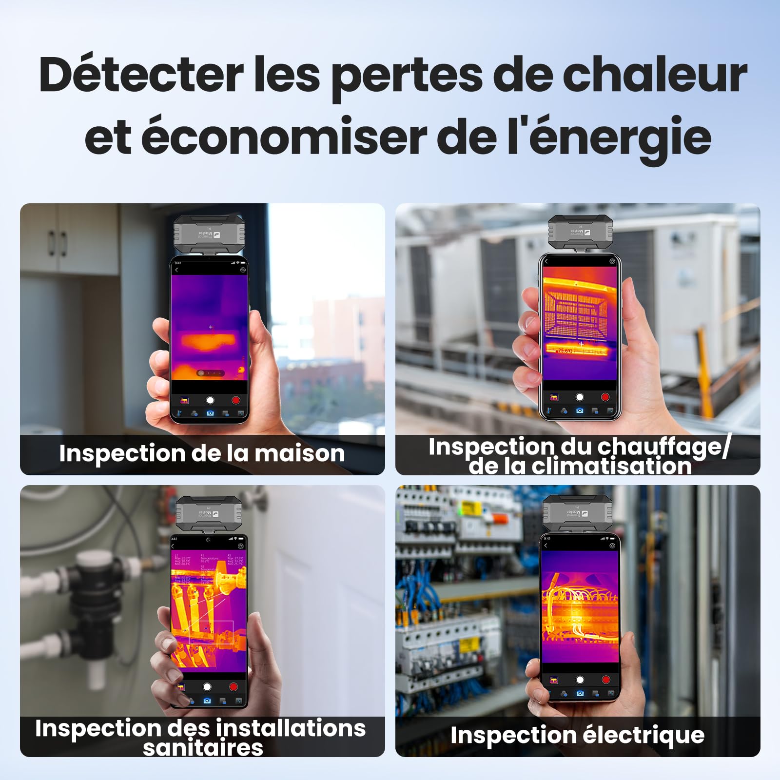 Thermal Master P1 Caméra Thermique pour iPhone & Android USB-C, X³ IR Résolution 320x240, -20°C à 600°C, 15x Zoom, 25 Hz Caméra Infrarouge pour Inspection Maison, CVC & Électricité