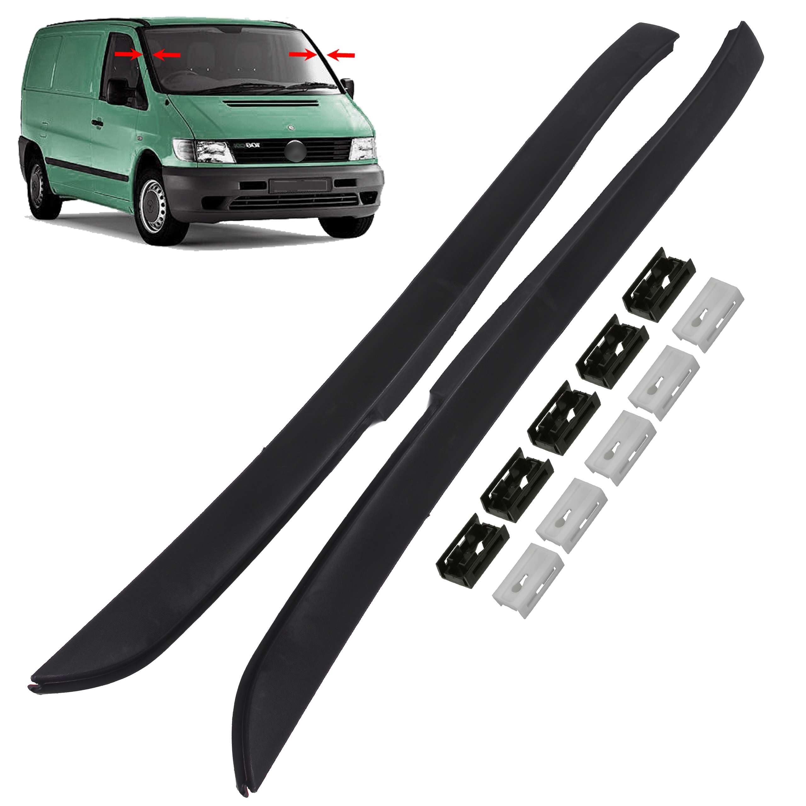 INLY Parabrisas, moldura para parabrisas izquierdo y derecho, con 5 clips, compatible con Vito W638 6386980179 A6386980179 6386980079 A6386980079 (1996-2003)