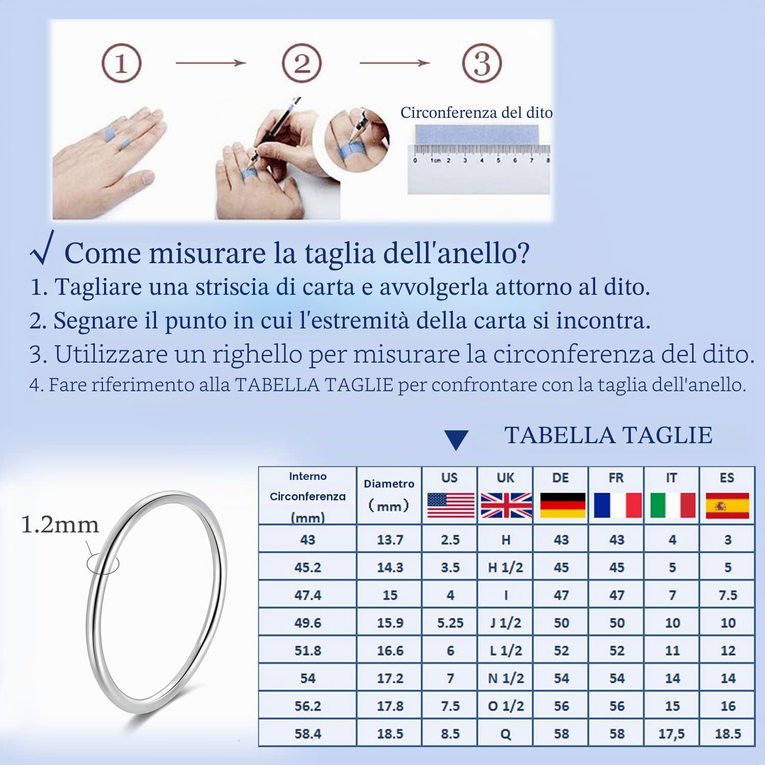 Anello Argento 925 Sterling Fedine Donna Anelli Sottili Stacking Midi Rings