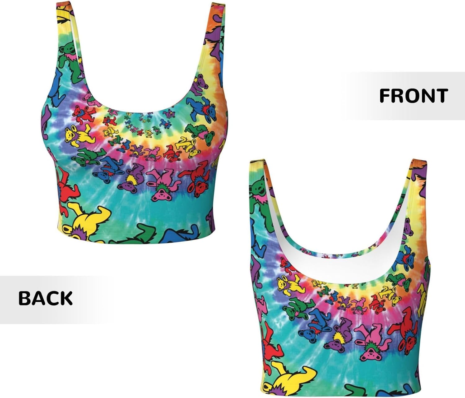 Dancing Thanksgiving Bear Print Women's Strappy Sports Bra, Stretch Gym Bras U Neck Yoga Tops, Comfort Seamless Bra