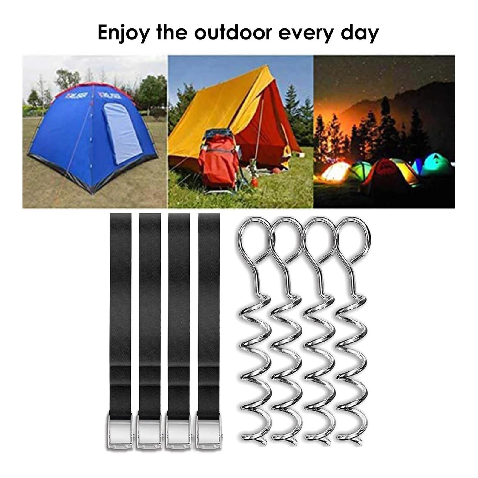 Colchoneta Recambio Exterior Trampolín Anclajes Estacas De Trampolín De 4 Piezas Anclaje De Suelo De Trampolín Galvanizado con 4 Anclajes Suelo De Cinturón Fuerte para Columpios De Trampolín