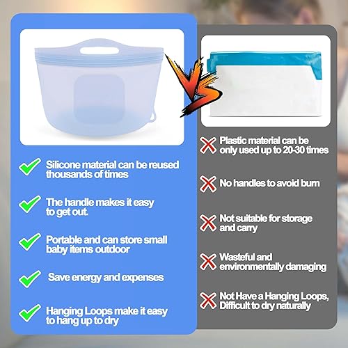 Miniatura 5 de Palksky Bolsas de vapor grandes de silicona para microondas para biberones de bebé, bolsas de vapor de silicona reutilizables para piezas de