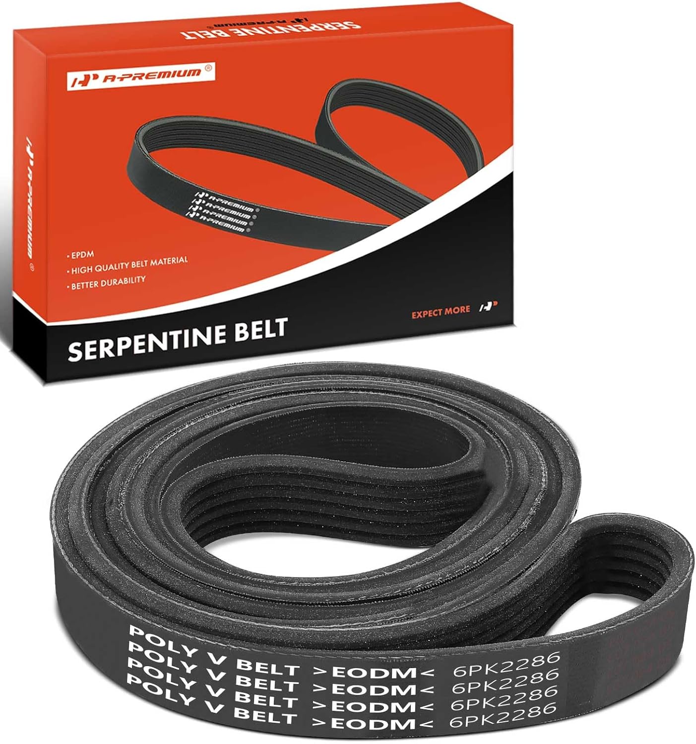A-Premium 90.03 Inch Engine Serpentine Drive Belt Compatible with Mazda, Ford, Porsche, Acura, AMC & Mercury Cars - 3 2010-2013, 3 Sport, 5, CX-7, Taurus, Thunderbird, 911, SLX, Concord, Eagle, Spirit