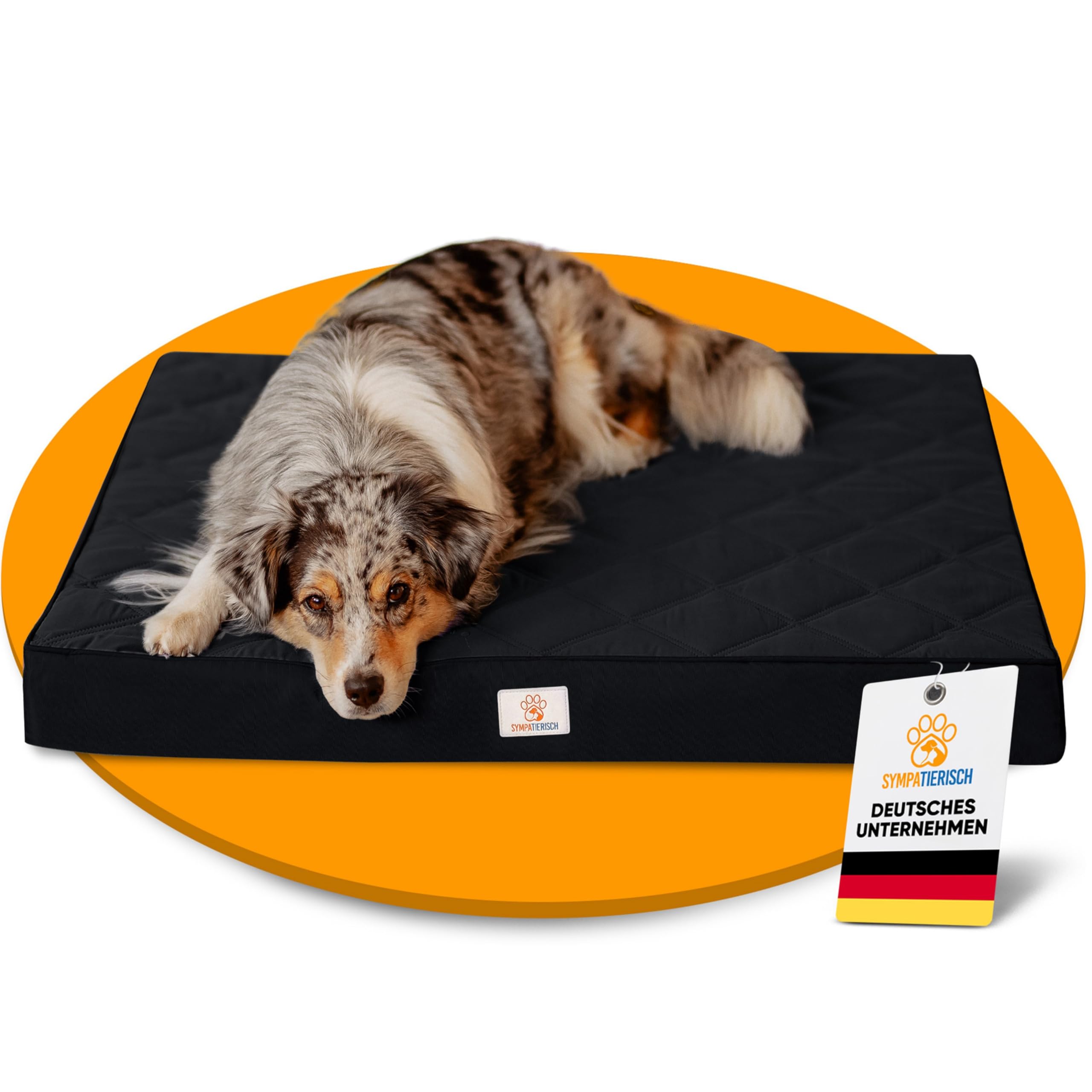 Orthopädisches Hundebett Wasserdicht - Die neue Lieblings-Hundematte deiner Fellnase, Rutschfestes Hundekissen, Hundekörbchen, Hundekorb, Bezug waschbar | Kleine bis große Hunde | 90x80x8 cm schwarz