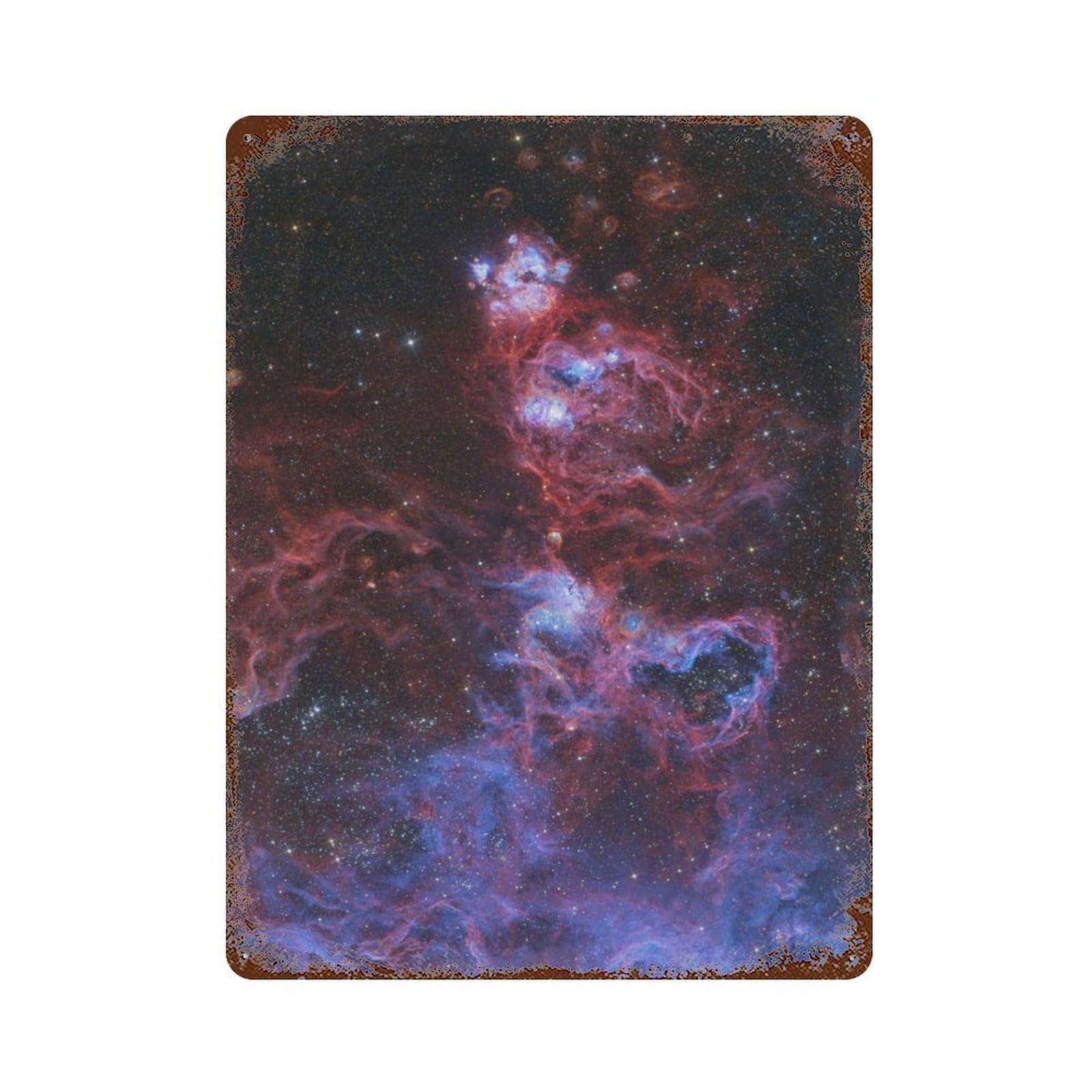 Nebulae in Another Galaxy Vintage Wall Sign 15.7"x11.8", Rust Effect Metal Decor for Farmhouse, Kitchen And Entryway Decor